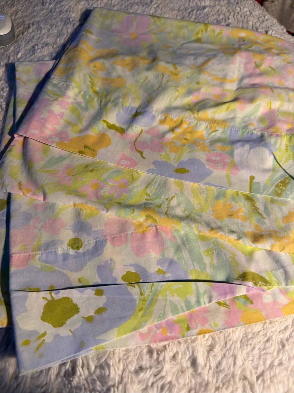 Sears Vtg Pastel Floral Cotton pillowcases  - Soft Pink, Yellow & Green 42”x36”
